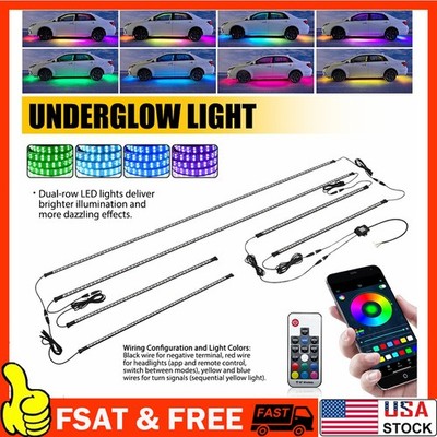 6PCS Double Row LED RGB Dream Lights Strip Neon Underglow LED Color Chasing Kit