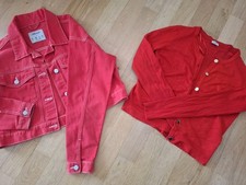 2 Jacken Rot Jeansjacke Strickjacke  Gr. 36