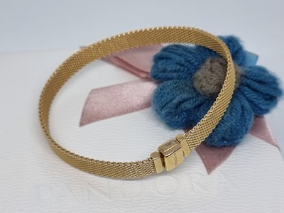 NEW Genuine PANDORA Shine Gold Reflexions Mesh bracelet  18cm   BOXED 