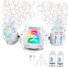 Bubble Machine with Remote Control, 360 Auto Rotation 30000 Big Bubbles