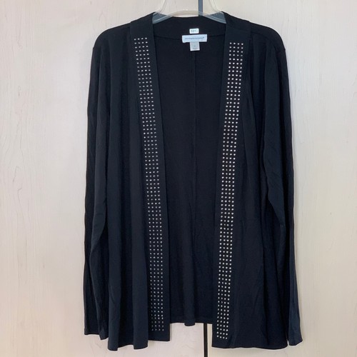 Christopher & Banks Damen Strickjacke Langarm vorne offen Nieten schwarz XL - Bild 1 von 14