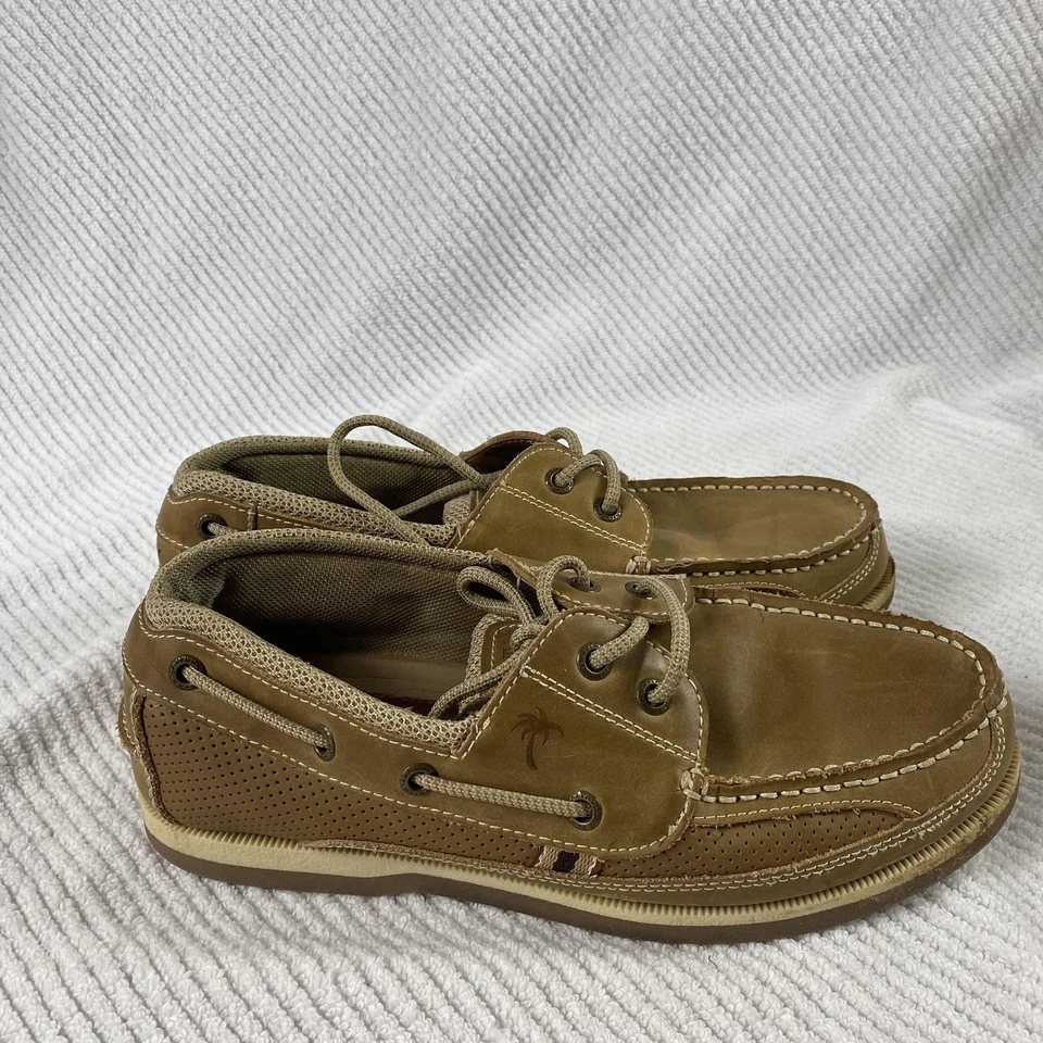 Zapatos de Barco Margaritaville Para Hombres Talla 8 Marrón Faro Cuero Cubierta MG1648B Foto 3 de 4