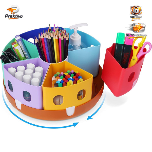 Stiftehalter Rotierend XXL 28Cm Drehbar Schreibtisch Organizer BüRobedarf Kinder-image