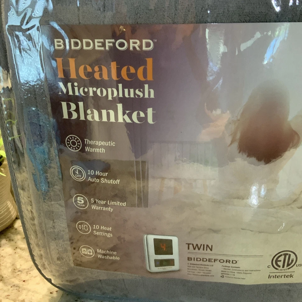 Manta Doble Biddeford Eléctrica Calefacción Micro Felpa Gris Apagado Automático Foto 2 de 4
