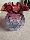 Fenton Mulberry Caprice Vase with Draped Bow & Ruffled Edge is absolute pristine