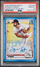 2020 Bowman Draft - Spencer Strider True Blue Refractor Auto 60/150 PSA 10