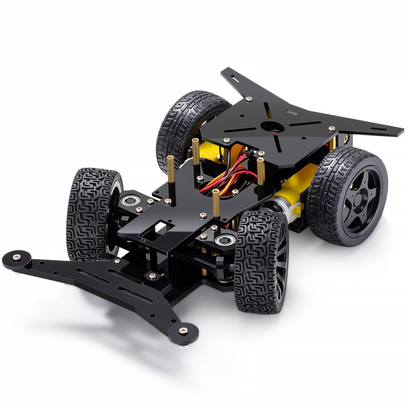Rear-Wheel Drive Robot Car Chassis Kit with Servo, TT Motors, Wheels and Case...