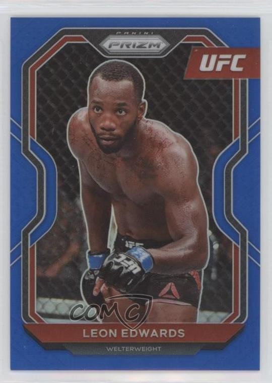 2021 Panini Prizm UFC Blue Prizm 144/199 Leon Edwards #17 01b5