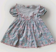 Vintage 80s 90s Rare Editions Little Girl Dress Pastel Flowers Ruffle Size 5