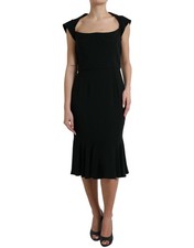 Dolce & Gabbana Black Cady Viscose Sleeveless Women's Dress
