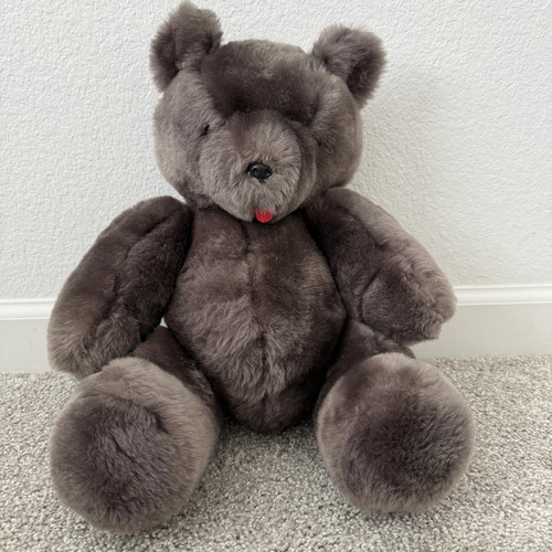 Vintage Alpaca Fur Teddy Bear Plush Stuffed Animal 16” Handmade Brown