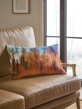 Blue/Bronze Abstract Velvet Cushion 40 x 59 cm Next