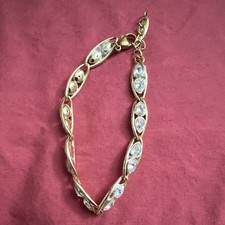Gold Tone Crystal Link Chain Bracelet with Lo...
