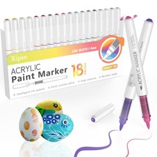 18 Colors Acrylic Paint Markers Brush Tip, Water-Based Paint Pens with Automatic