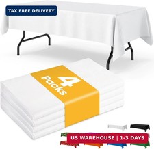 White Plastic Table Cloth - 4 Pack 54" 108" Rectangle Disposable Tablecloths f
