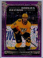 2021-22 O-Pee-Chee Platinum David Farrance Violet Pixels Rookie Card # 210. rookie card picture