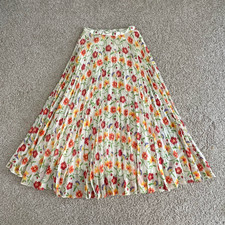 70s Beverly Paige Cotton Floral Boho Pleated A-Line Maxi Skirt Union Made Size M