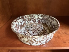 Vintage Enamel Steamer Strainer Brown Speckled pattern