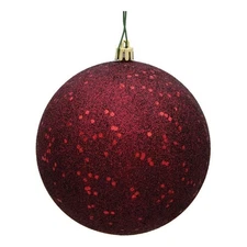 Vickerman 4" Plastic Ball Ornaments in Glitter Sequin Burgundy Red (Set of 6)
