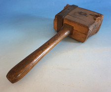 Uralter Alter Hammer Holz Klopfer Holzhammer Kl&uuml;pfel 19 Jhdt um 1900 (F026-995)