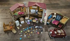 Calico Critters Lil Woodeez Lot Of 92 Items Furniture Townhouse Car Restaurant