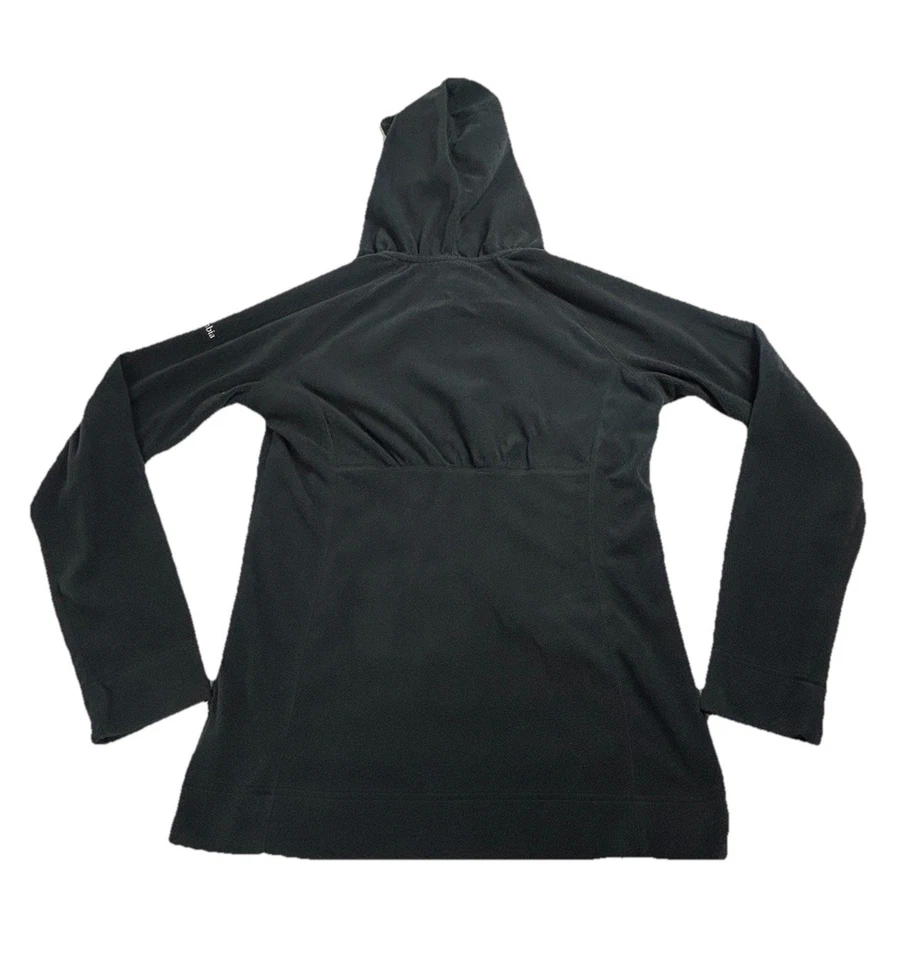 Columbia 女式羊毛连帽衫小号黑色套衫长袖袋鼠口袋 — 第 2/4 张图片