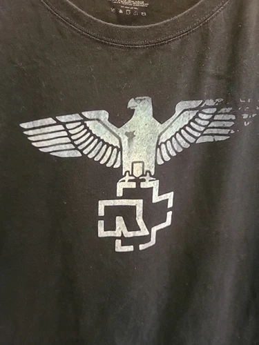 Vintage Y2K Rammstein Deutschland Eagle Logo Heavy Metal Band Tee T-Shirt 2XL - Picture 4 of 13