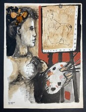 Loïc DUBIGEON "Autoportrait de l'artiste" Peinture signée et datée 1959