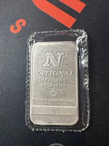 Vintage 1 Troy Oz .999 Fine Silver Bar National Refiners Sealed Ounce Rare (C)