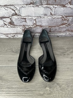 THEORY Black Patent Leather Round Toe D  Orsay Heel Shoes Women Sz 38EU/7.5M US