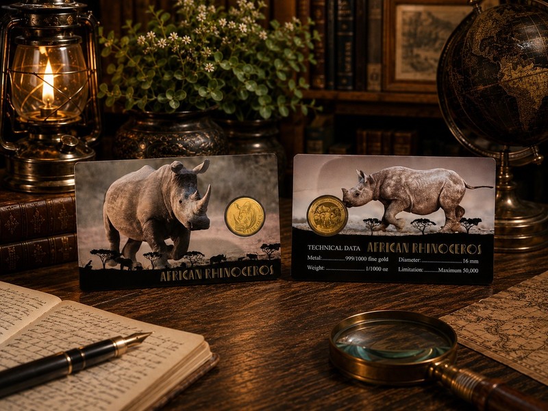 Chad African Rhinoceros 1/1000th Oz Gold Coin - In Sleeve