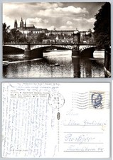 Prague Castle Hradčany Czechoslovakia 1971 Vltava River Bridge Postcard