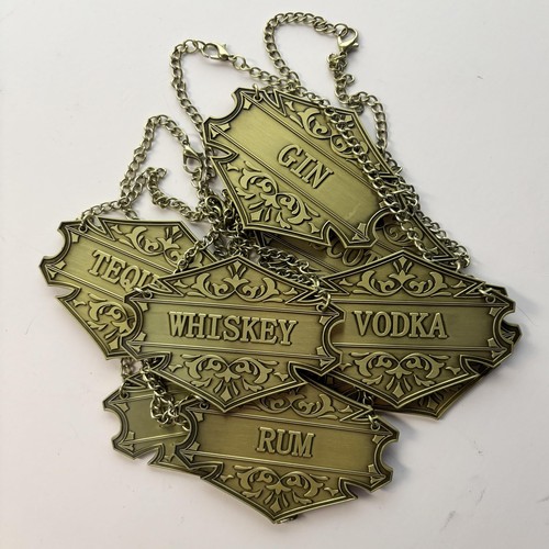 8PCS Liquor Decanter Tags-Gin, Vodka, Bourbon, Whiskey, Brandy, Rum, Scotch, ... - Picture 2 of 9