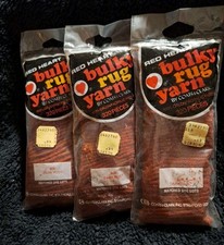 Red Heart 606 Dark Rust 3 pks Bulky Rug Yarn Latch Hook 320 pcs ea.