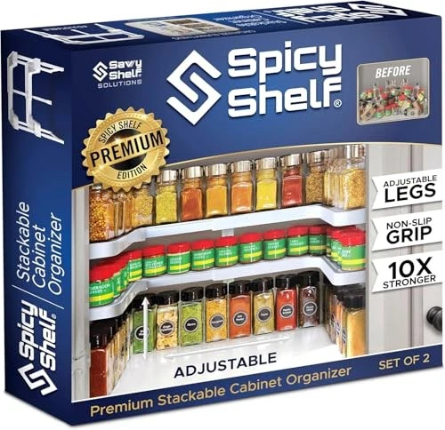 Spicy Shelf Premium Expandible 2 Niveles Estante de Especias Organizador USO2.0 - Blanco Foto 2 de 4