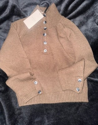 Sézane brauner Pullover Knöpfe Wollmischung Langarm Größe S Damen