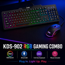 RGB Gaming Keyboard Mouse Combo LED Backlit Wired USB PC Gamer Set 19.99