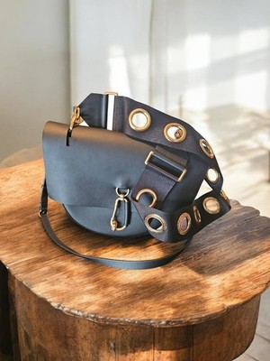 ZAC by ZAC POSEN - Belay Saddle Shoulder/ Crossbody Bag in Black Smooth leather