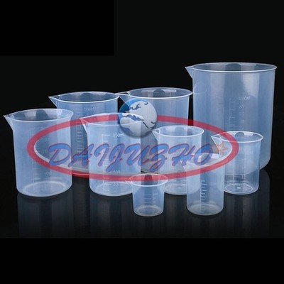 4pcs 50ml/150ml/250ml/500ml Plastic Graduated Lab Beakers Measuring Cylinder New