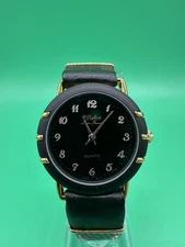 Vintage NOS 80s Dufonte By Lucien Piccard  Watch,Leather,Black Dial/New Battery