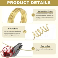 uxcell Brass Craft Wire 28 Gauge 9.8ft Flexible Jewelry Making Round