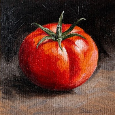 Tomato 6'' by S.Lee Mark - Still life Original oil painting Fruit Home Décor art