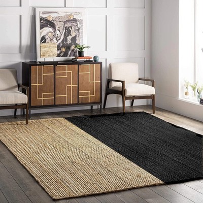 Rug 100% Natural Braided Jute Handmade Carpet Reversible Rustic Look Area Rug