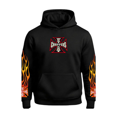 West Coast Choppers Smack Dab Hoodie Jesse James Flame Hoody Schwarz 3XL