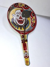 Vintage 1950's U.S. Metal Toy Mfg. Co Clown Tin Noise Maker Pan Clapper