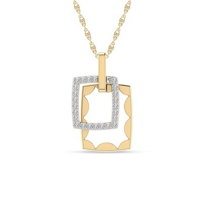 Doppel Rechteck Anhänger 1/10 cttw natürliche Diamanten geometrisch Charm 10K Gold