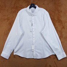 BAR III Dress Shirt Mens Size 17 17.5 36 37 Solid White Slim Fit Tuxedo