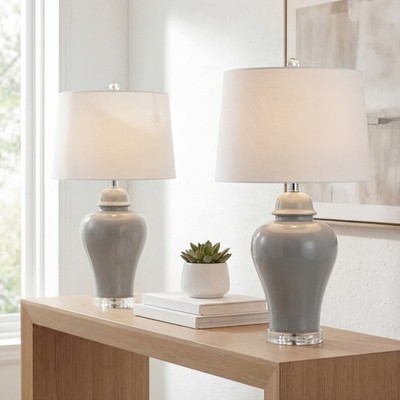 Bowen 27'' Ceramic Urn LED Table Lamp, Grey (Set of 2) by JONATHAN Y