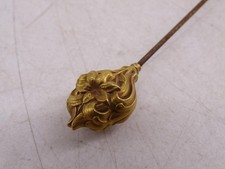 Antique Gold Filled Victorian Hatpin Hat Pin Hair Art Nouveau Iris Flower Vtg