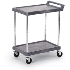 Economical Polymer Utility Carts - 28"Wx17"D Shelf - 2 Shelves